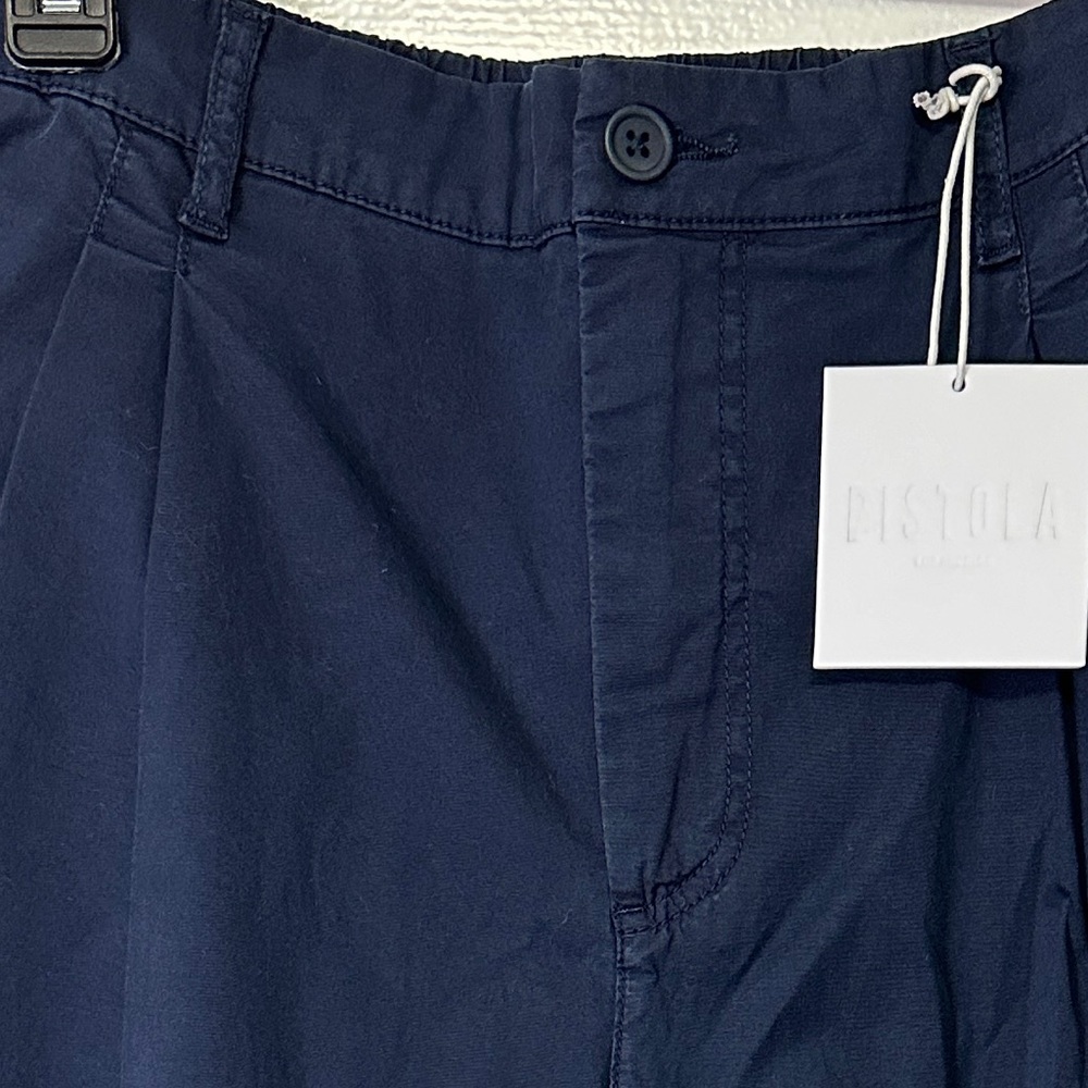 Pistola Estelle Mid Rise Washed Navy Cropped Pleated Trouser Women’s 29 NEW - Picture 8 of 10